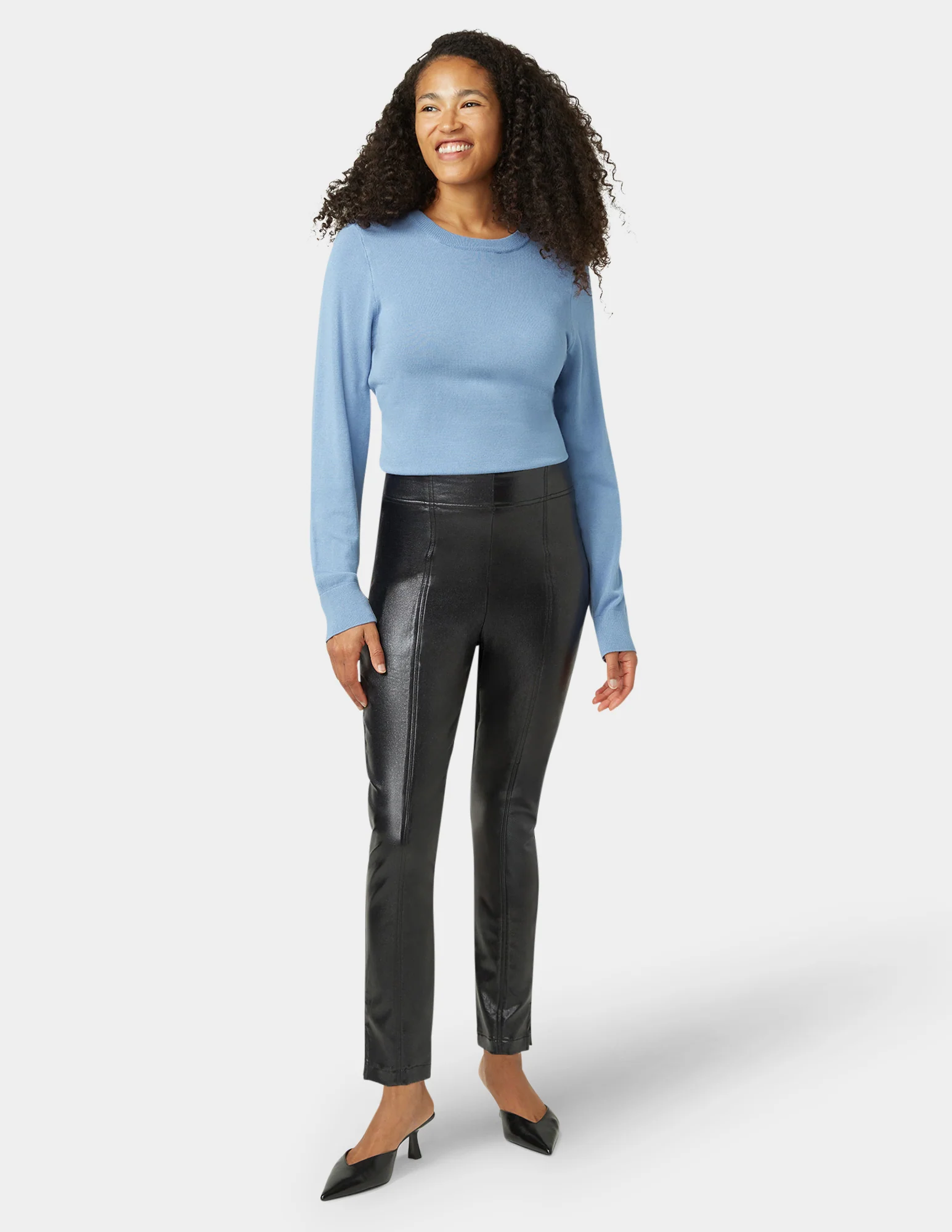 Coated Hi-Rise Cigarette Pant