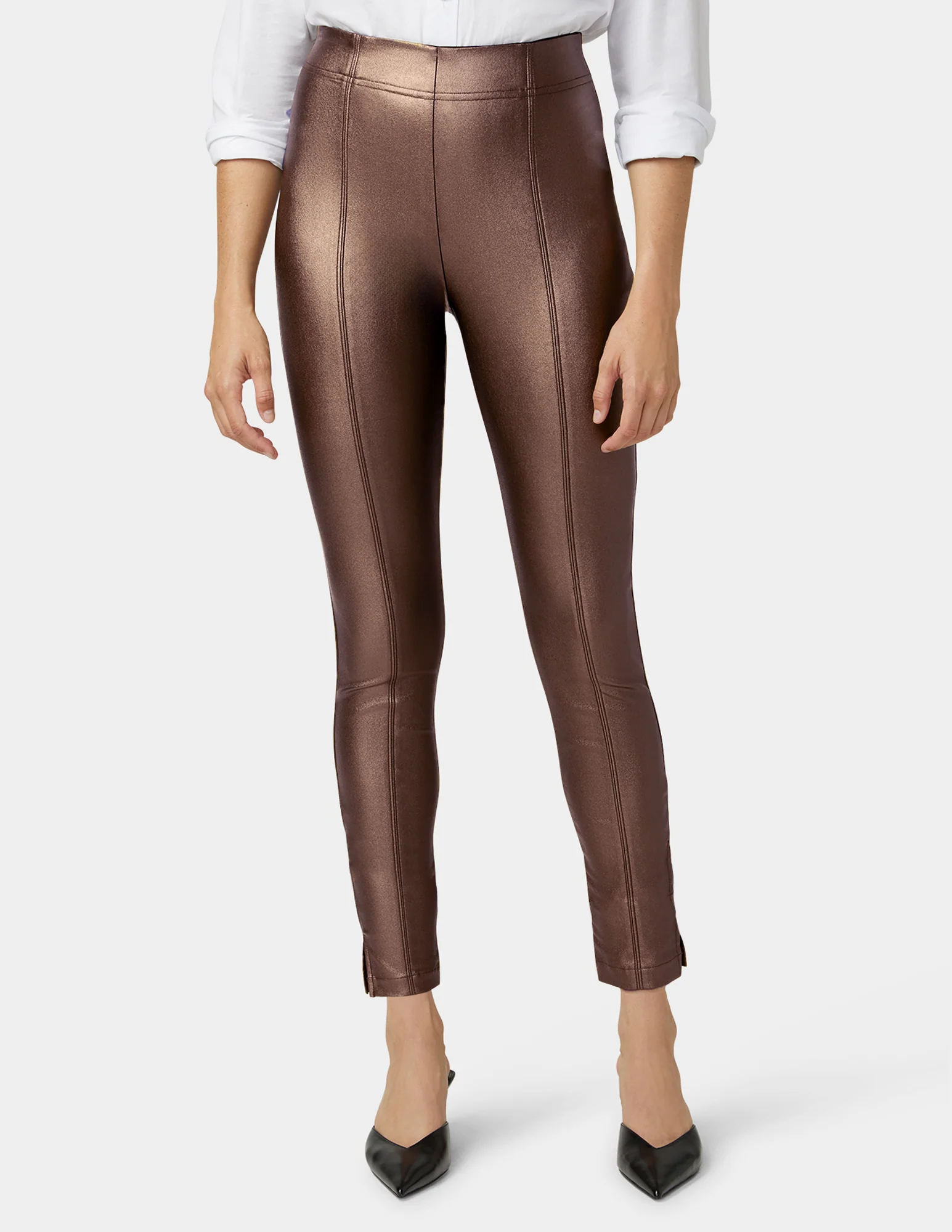 Coated Hi-Rise Cigarette Pant