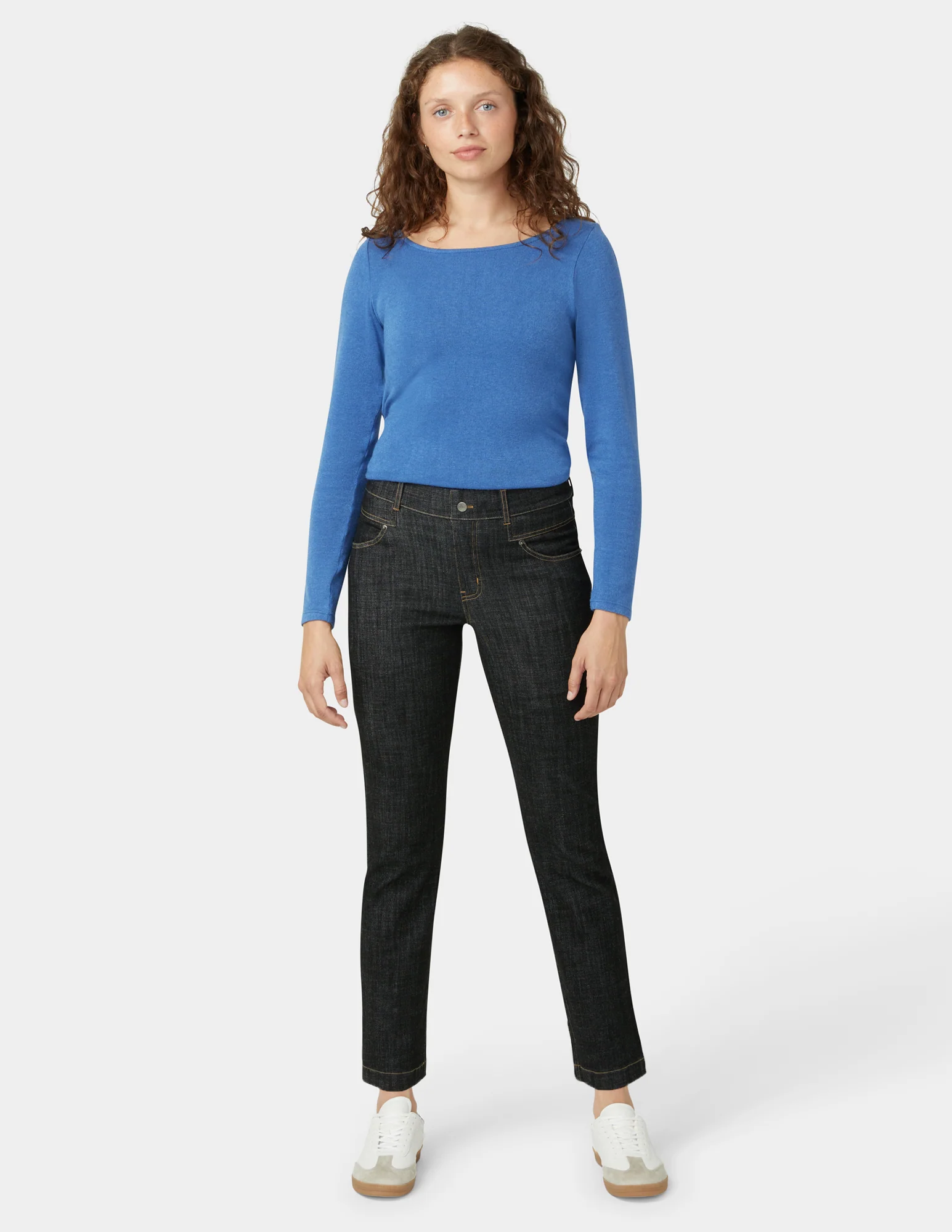 Crosshatch Denim Straight Leg Pant
