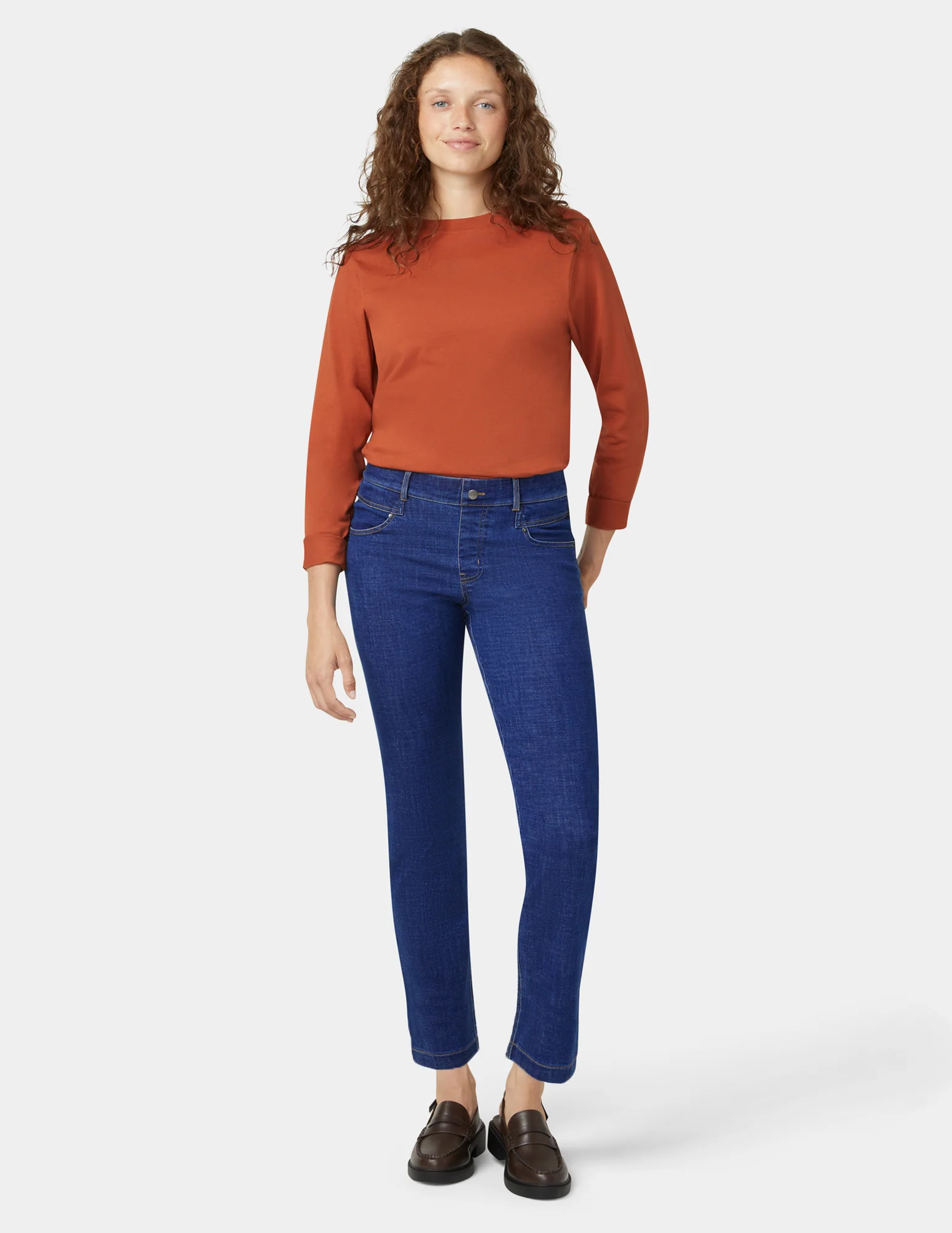 Crosshatch Denim Straight Leg Pant