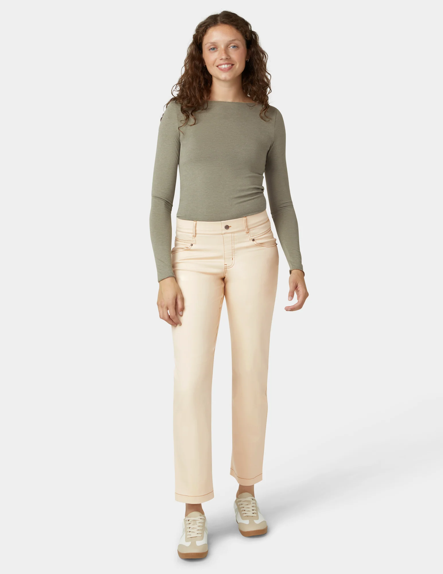 Crosshatch Denim Straight Leg Pant