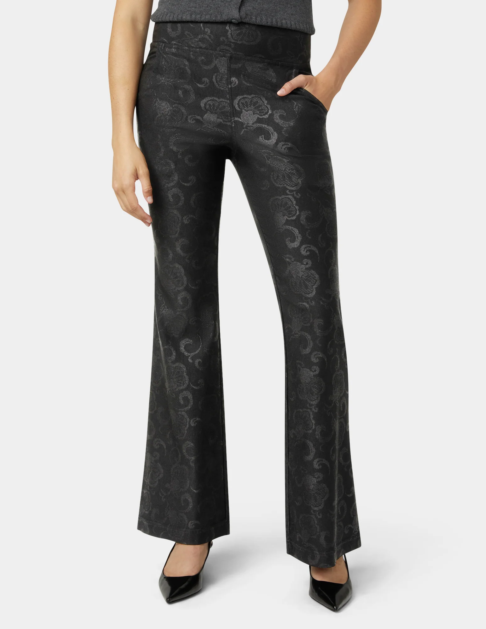 Etched Floral Hi-Rise Baby Bootcut