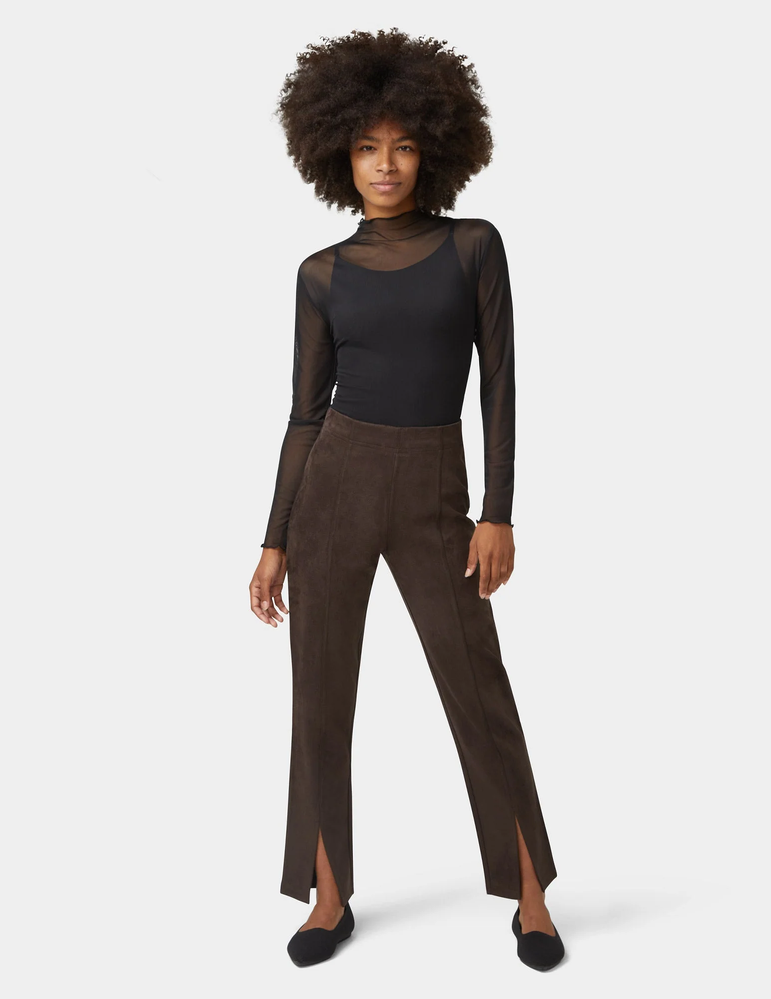 Hi-Rise Suede Straight Legging