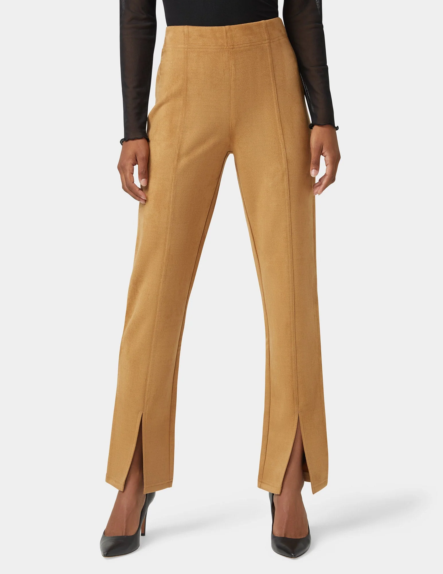 Hi-Rise Suede Straight Legging