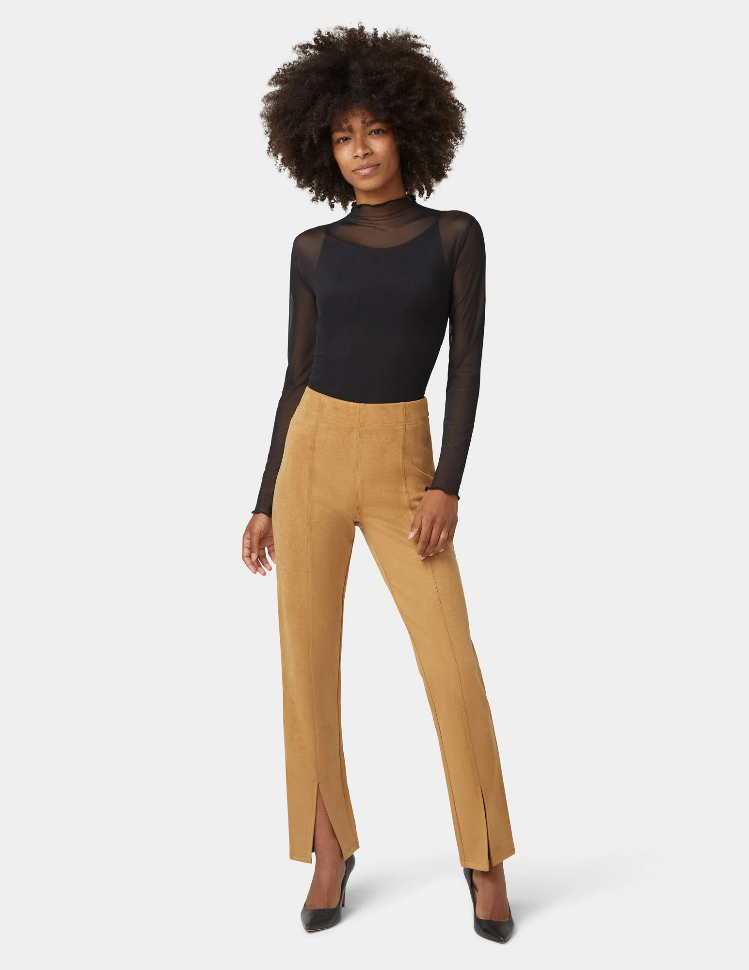 Hi-Rise Suede Straight Legging