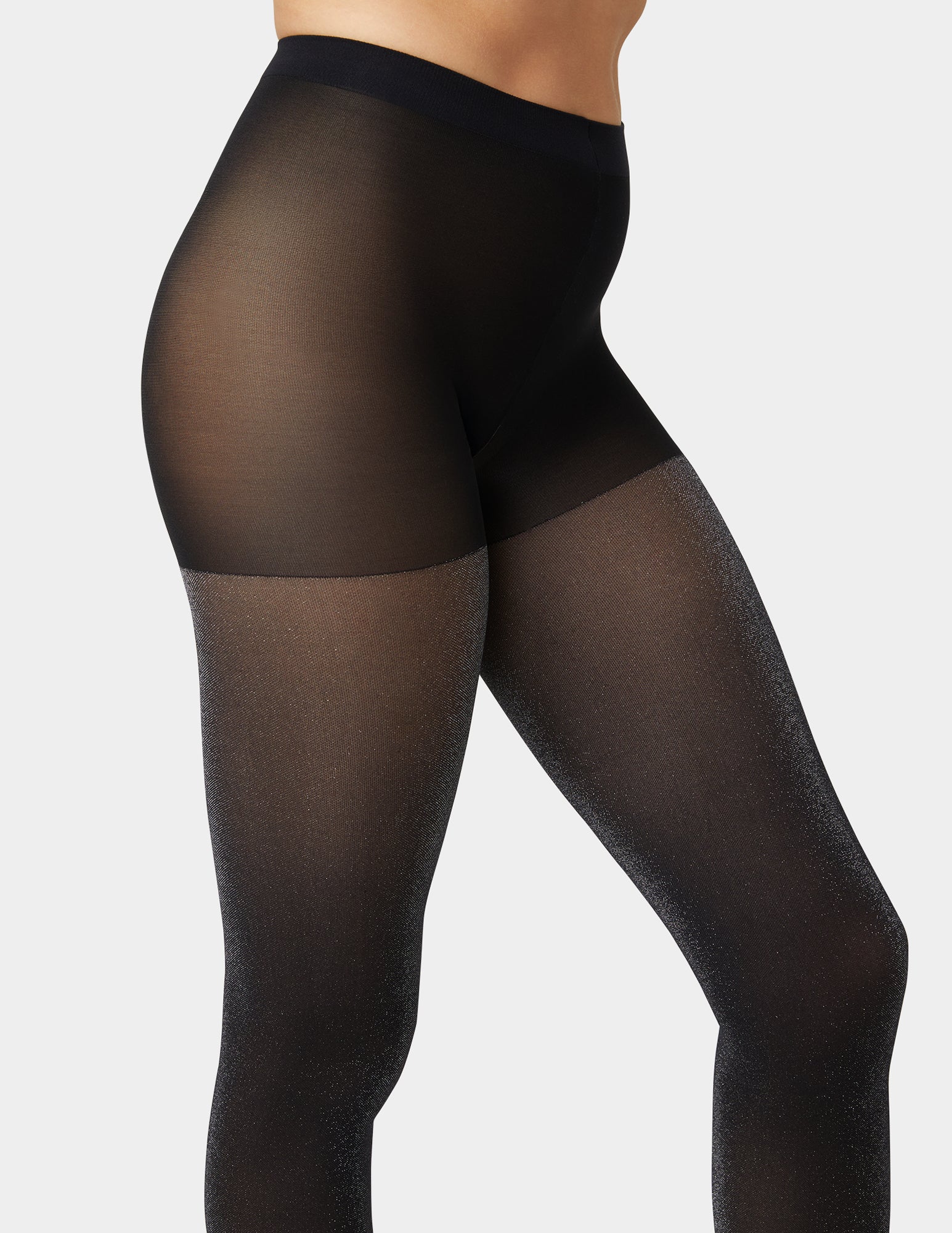 Metallic Opaque Tight With Control Top